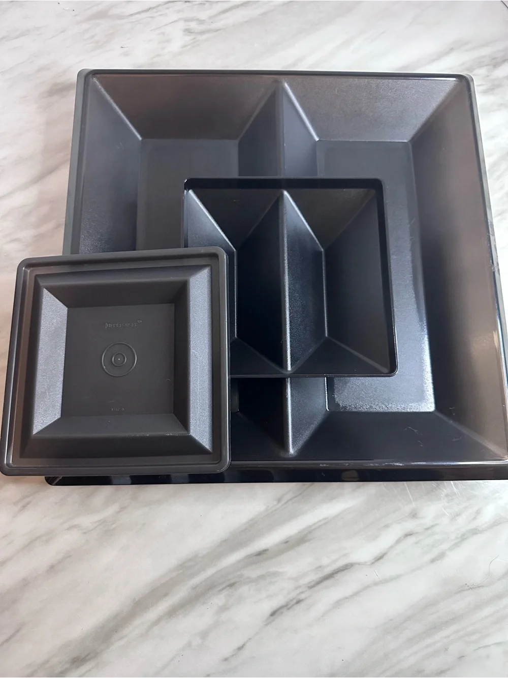 Tupperware Black Compartment Serving Trays - Set of 3